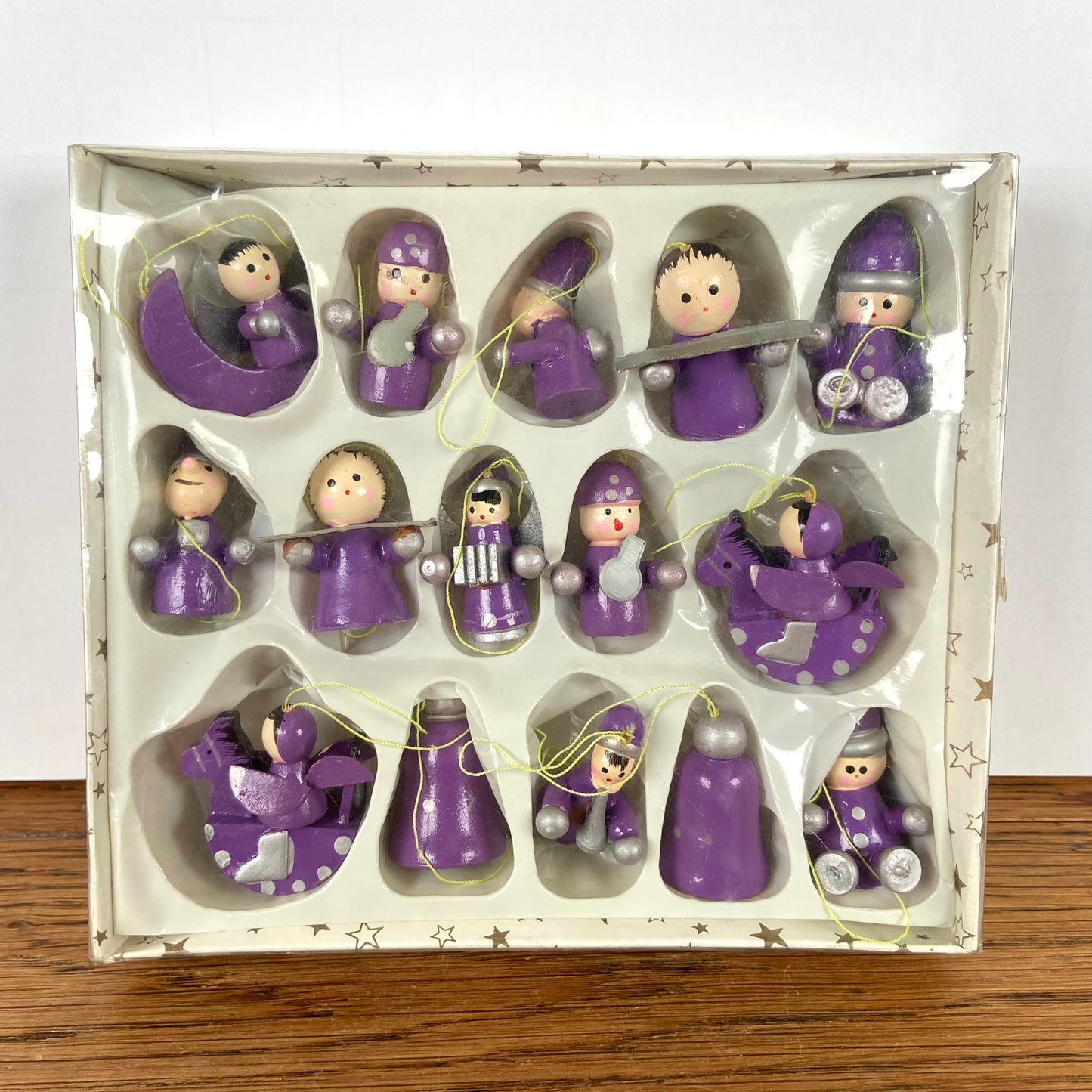 Houten kersthangers paars