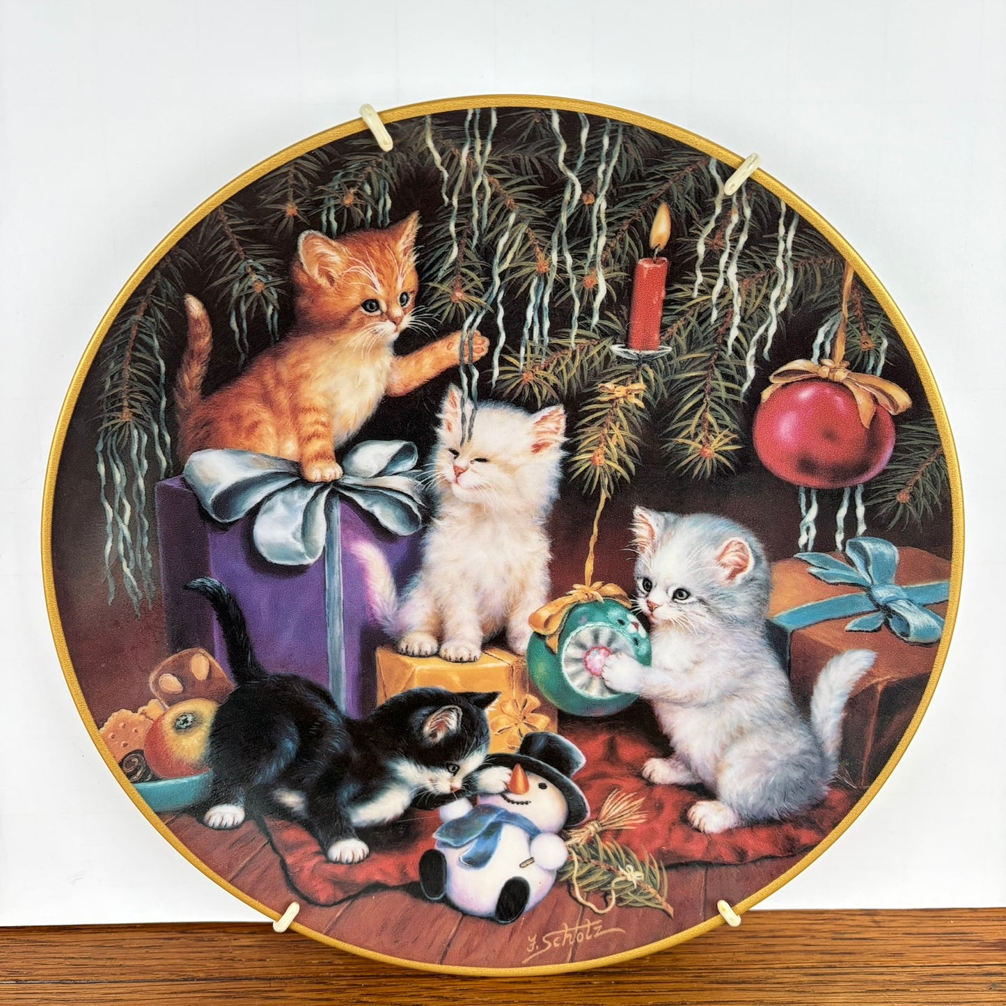 Wandbord kittens kerst 2