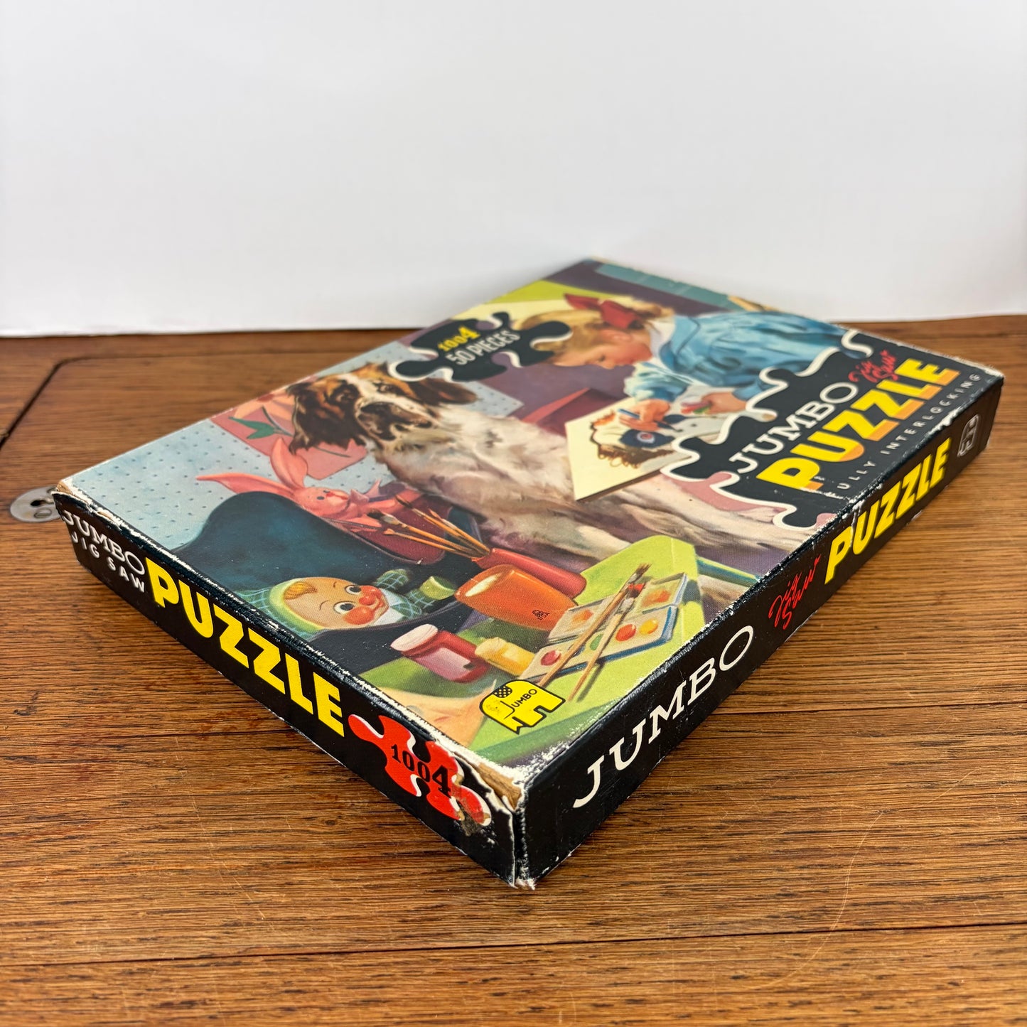 Vintage Jumbo puzzel meisje met hond 50 stukjes