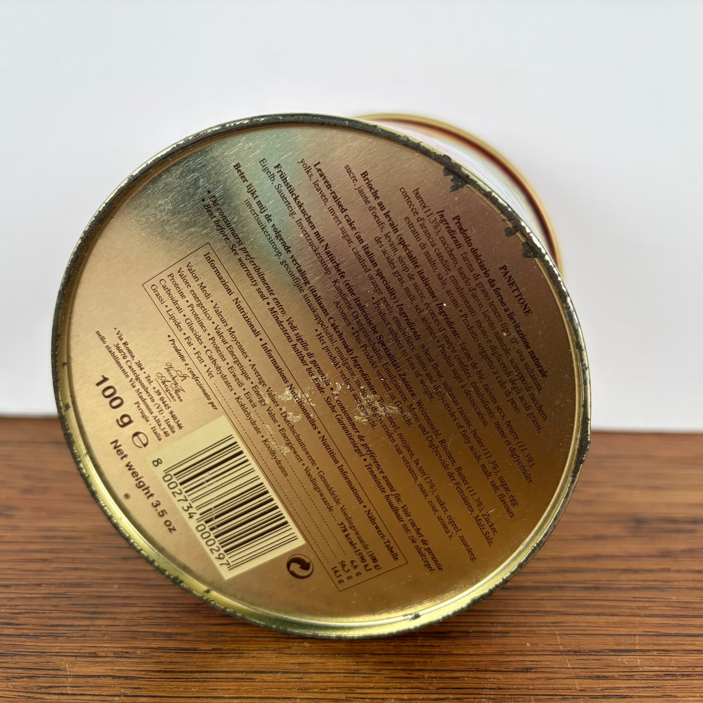 Rood kerst blikje Panetone