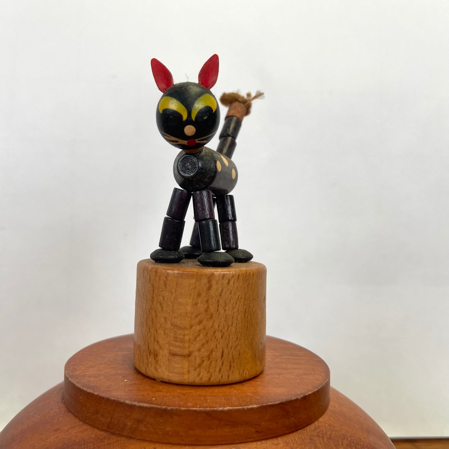 Vintage drukpoppetje kat zwart