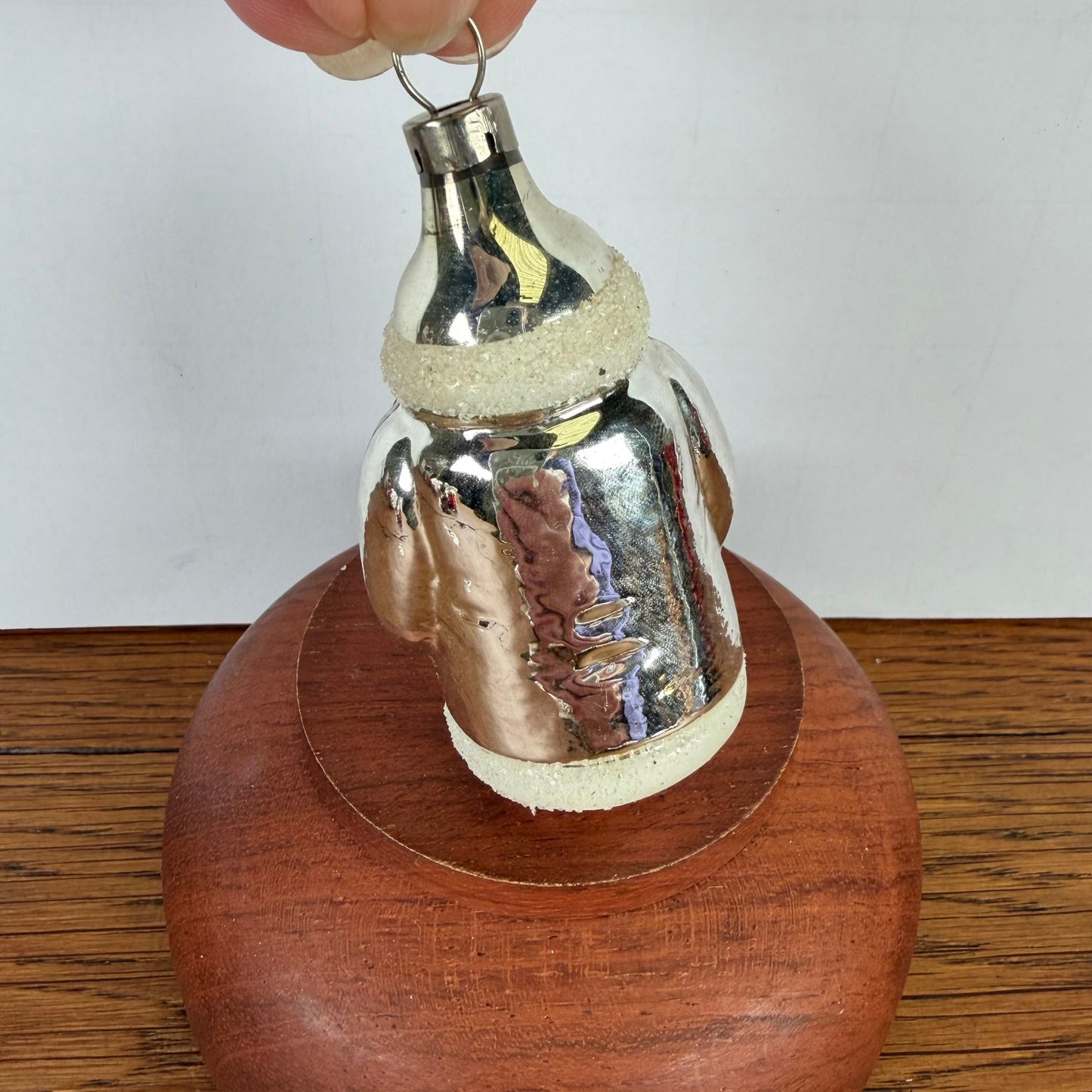 Vintage kerstbal kerstman zilver