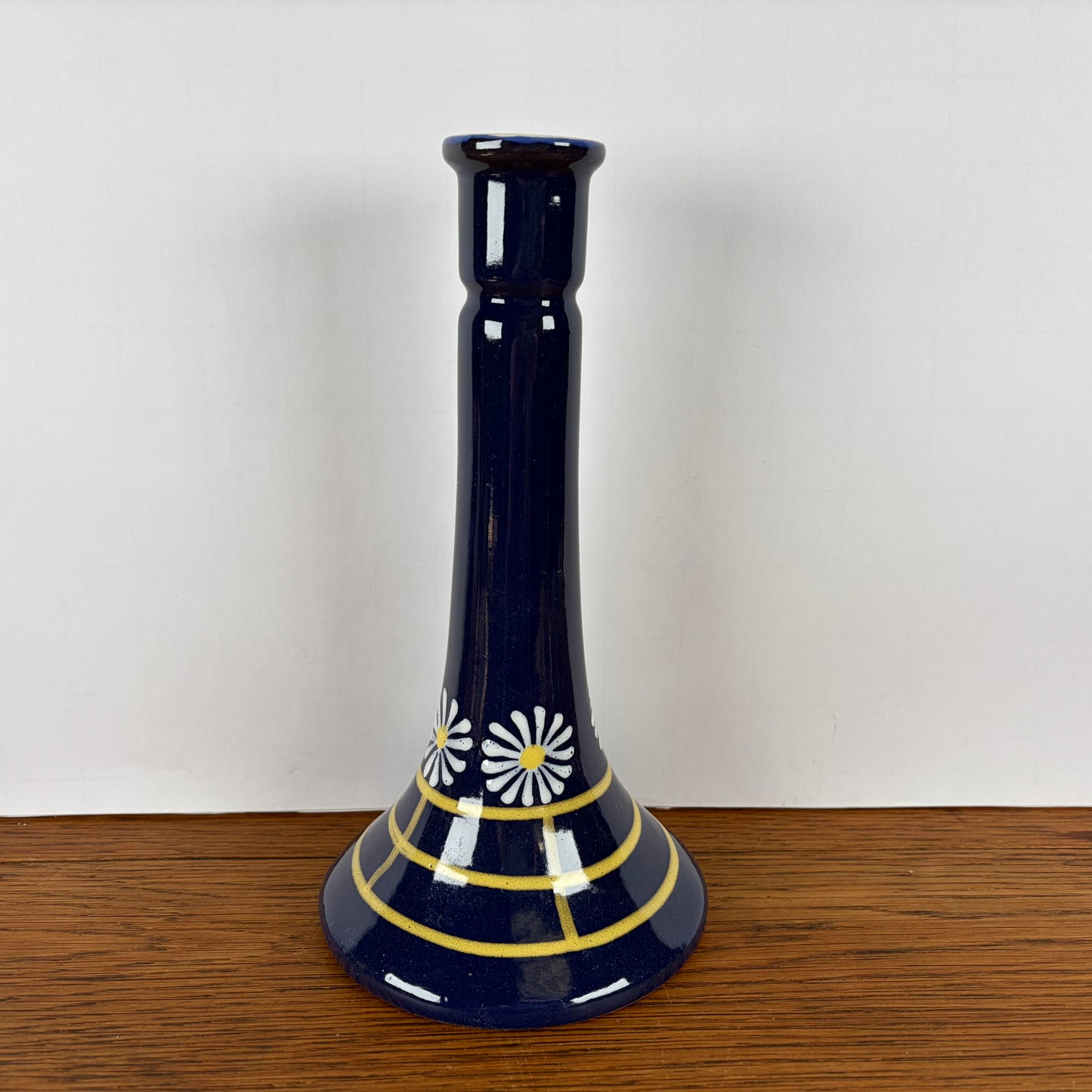 Vintage blauwe kandelaar