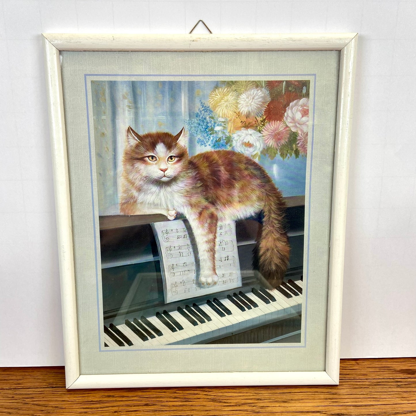 Vintage schilderij kat piano