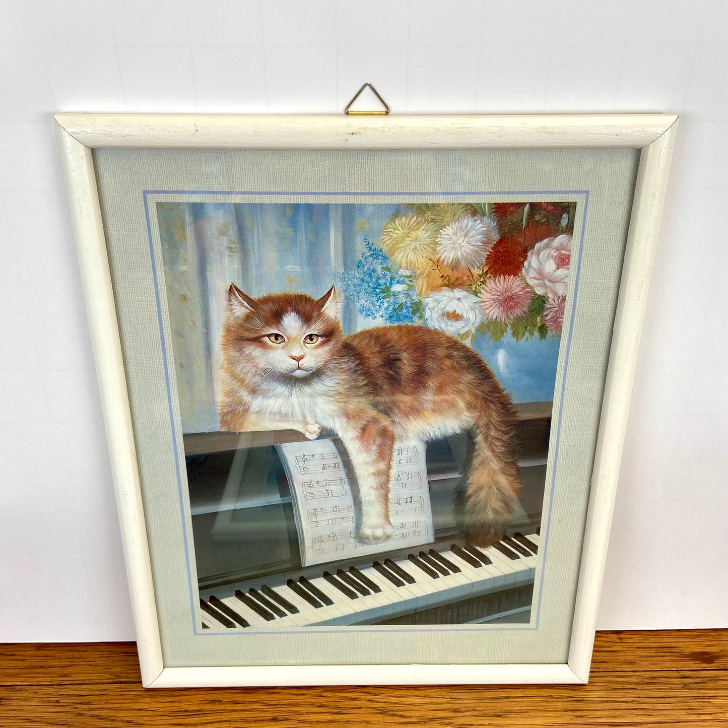 Vintage schilderij kat piano