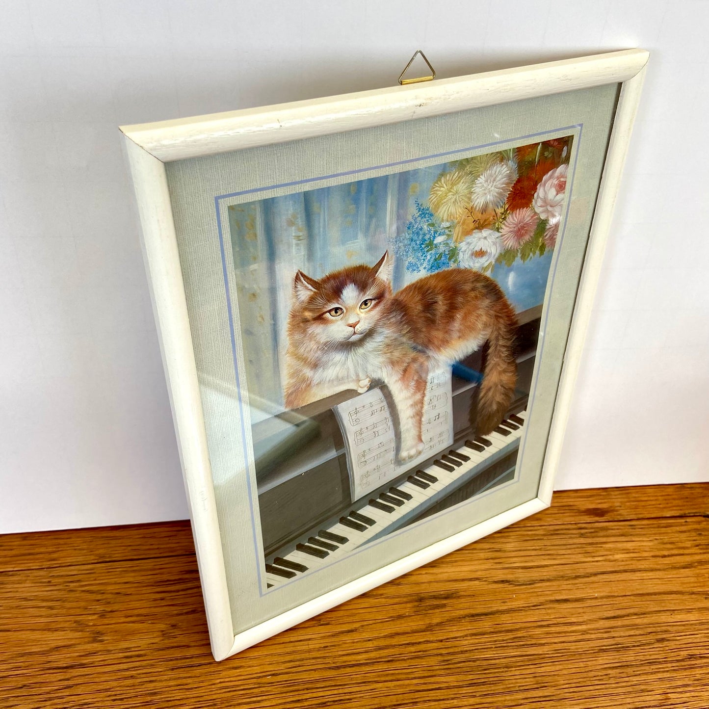 Vintage schilderij kat piano