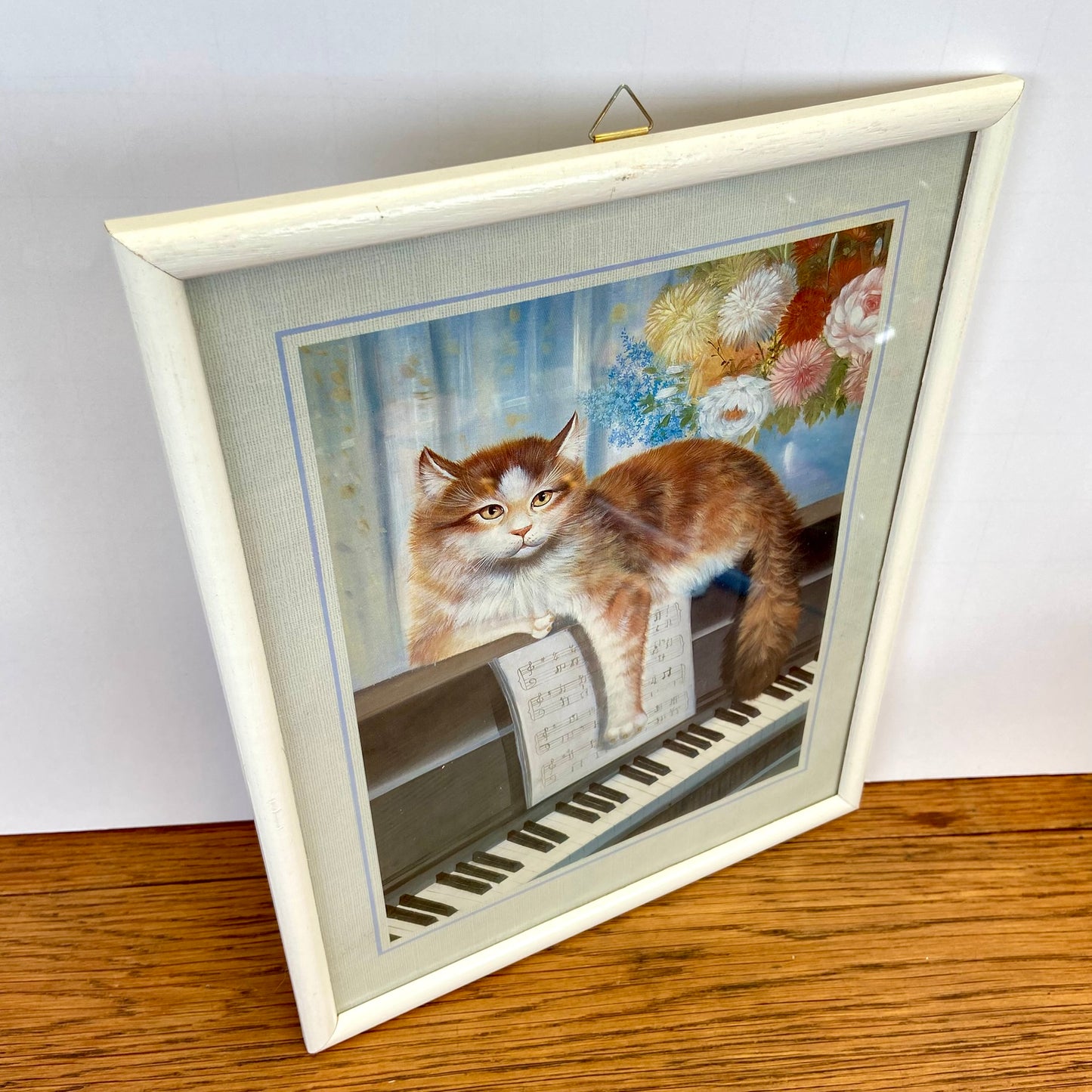 Vintage schilderij kat piano