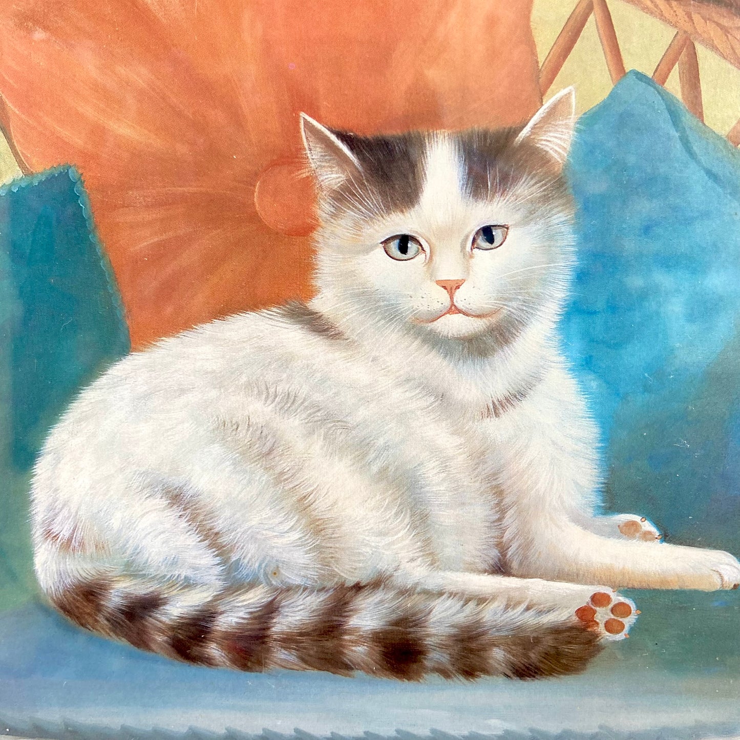 Vintage schilderij kat liggend