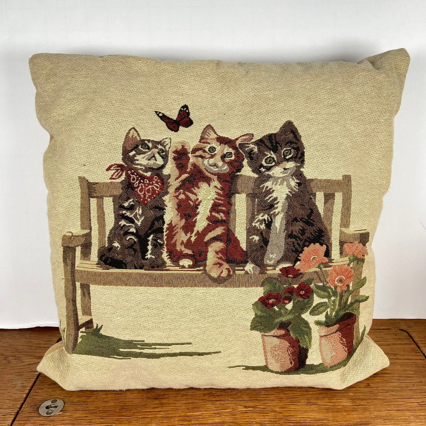 Vintage kussen met katten