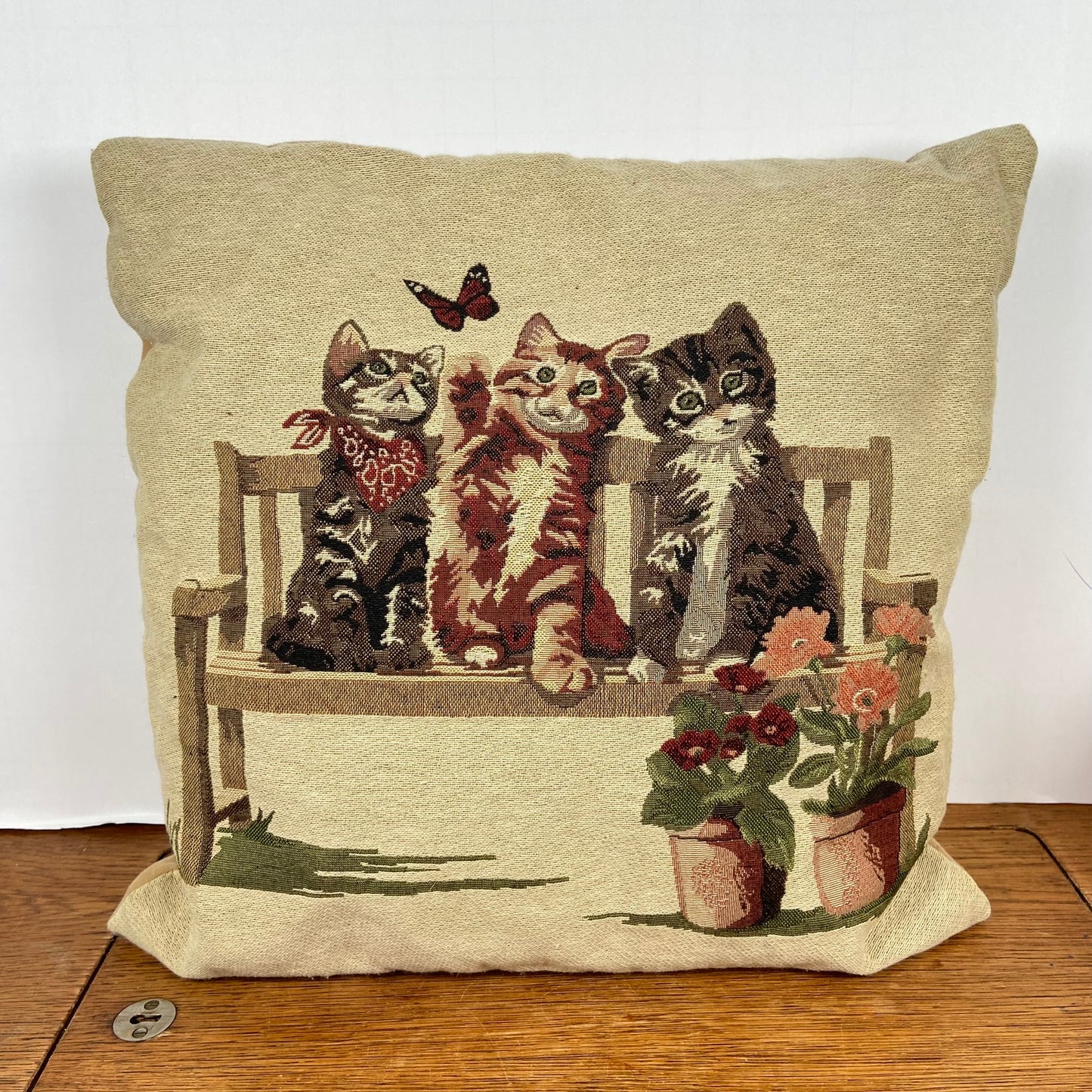 Vintage kussen met katten