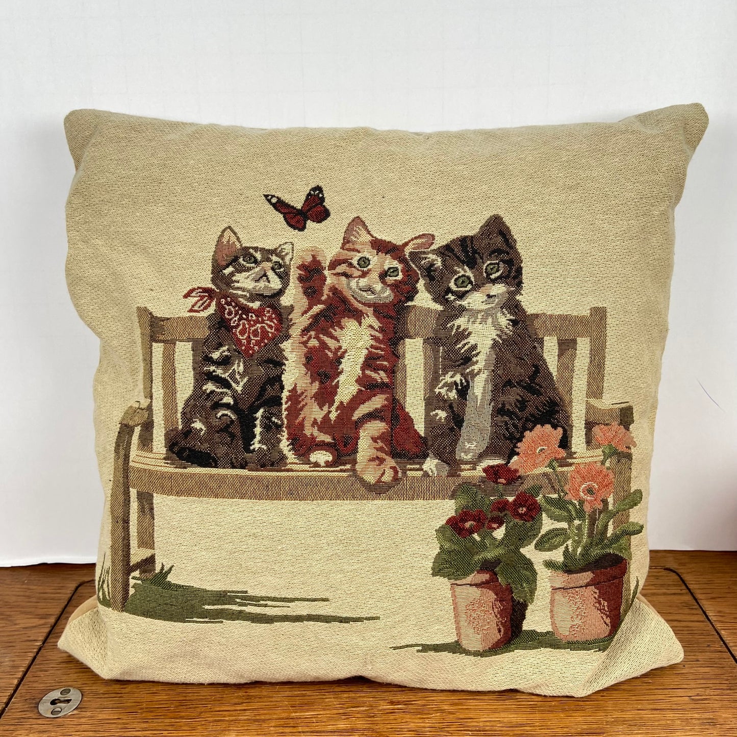 Vintage kussen met katten