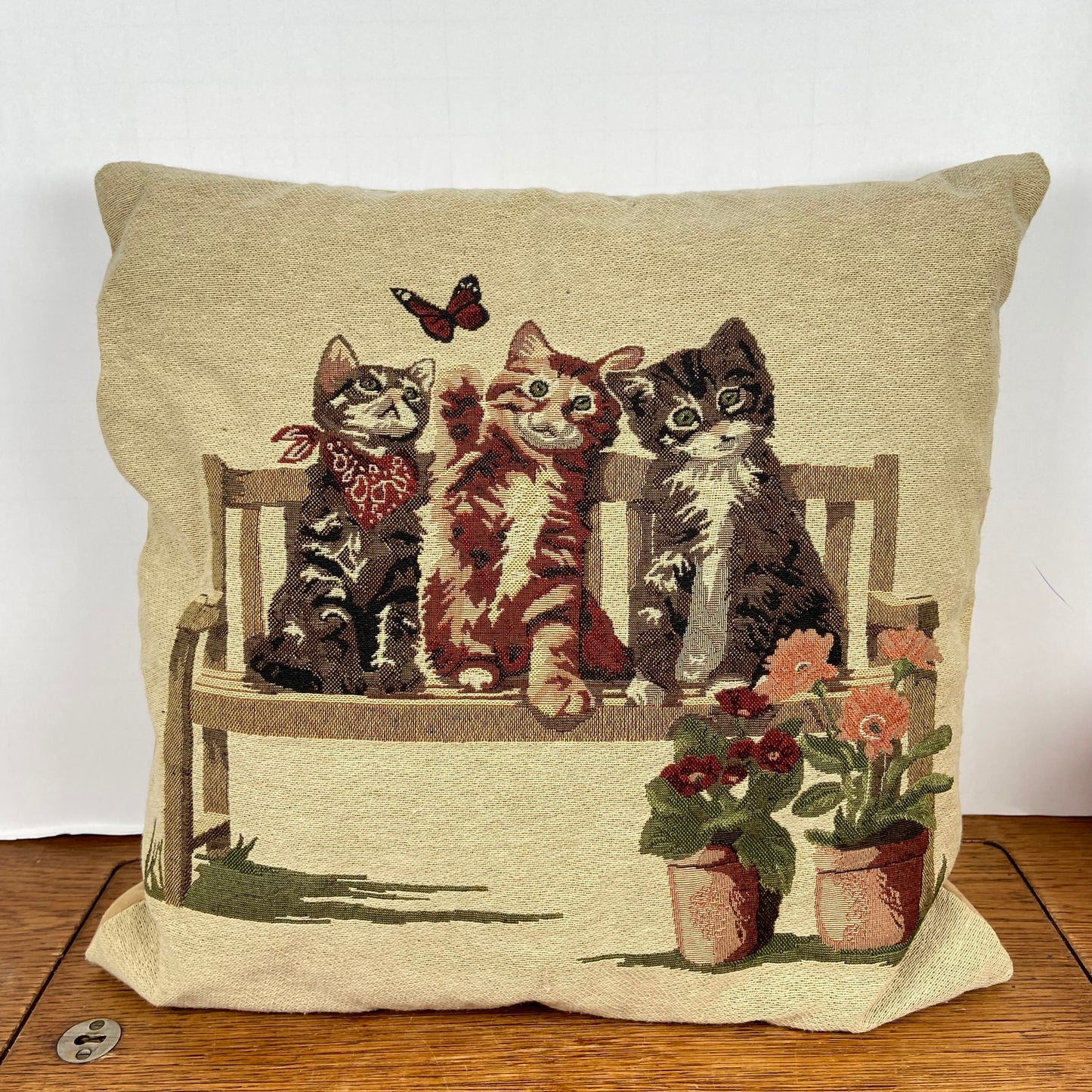 Vintage kussen met katten