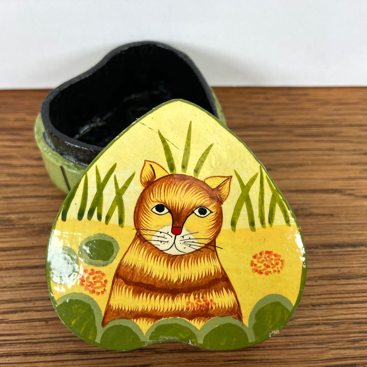 Houten katten doosje hart