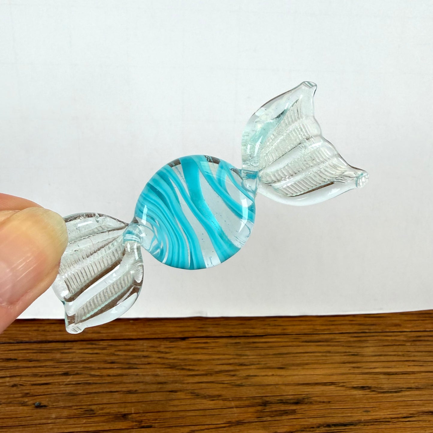 Vintage glazen snoepje Murano stijl blauw