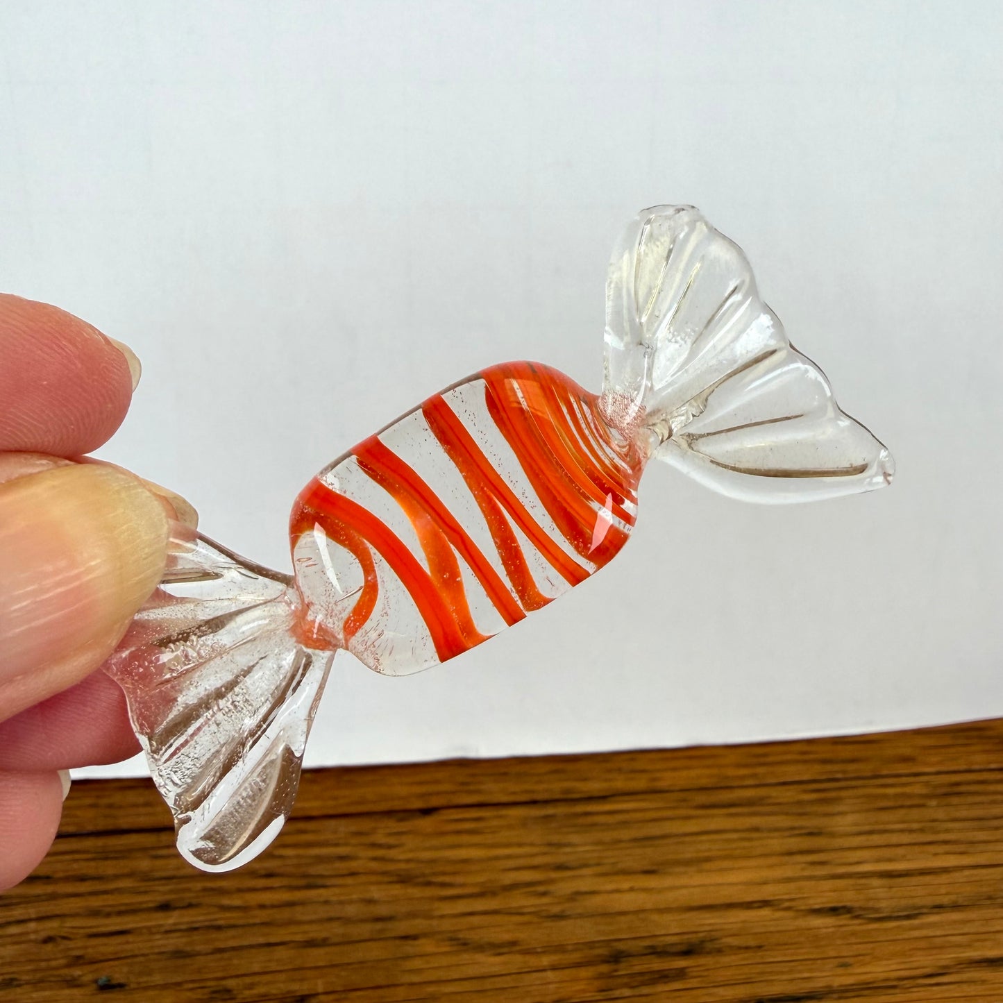 Vintage glazen snoepje Murano stijl oranje