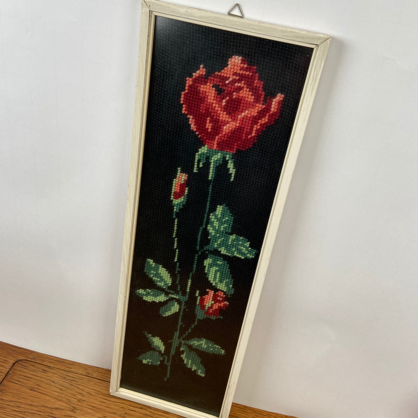 Geborduurd schilderij rozen