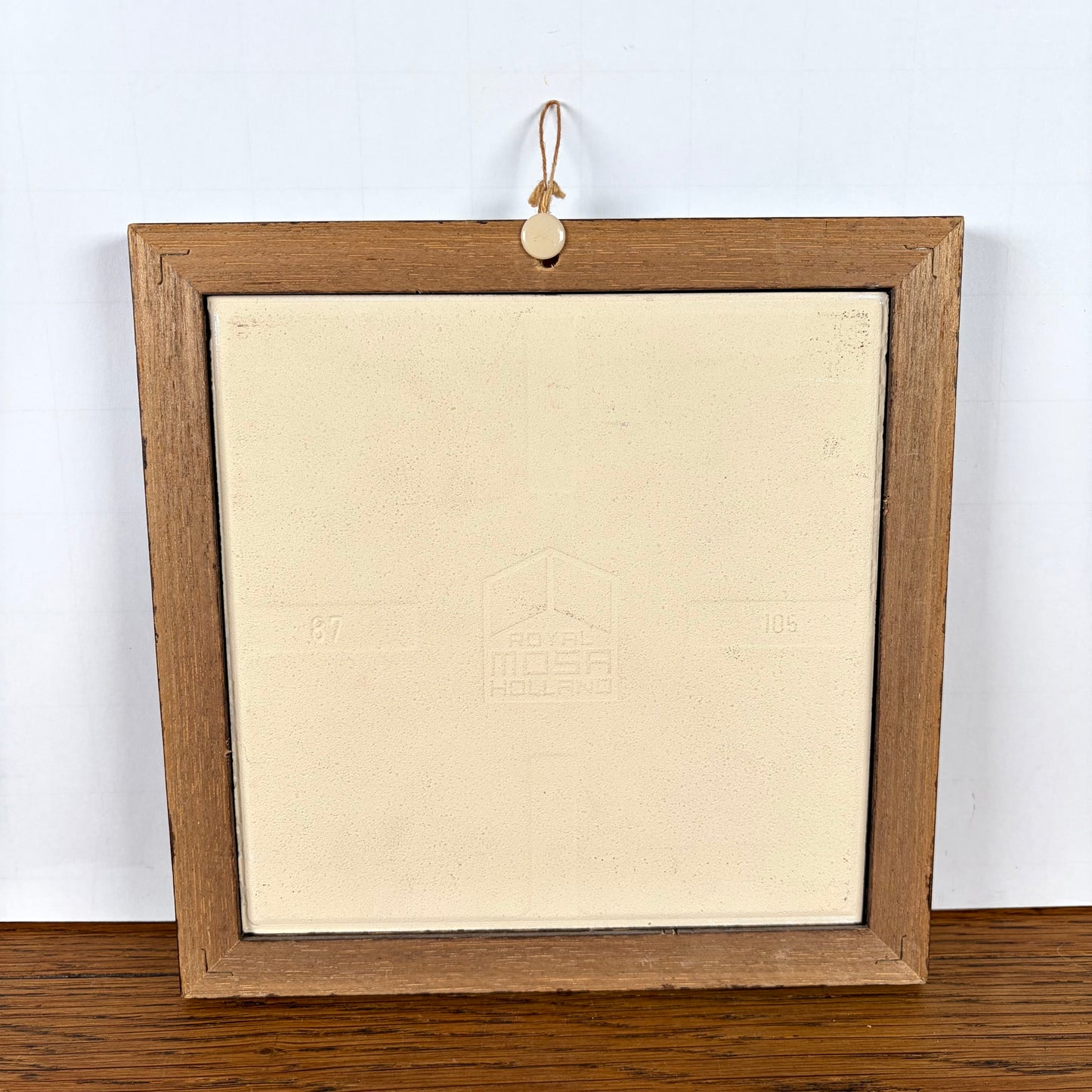 Vintage tegel kat en hond in lijst