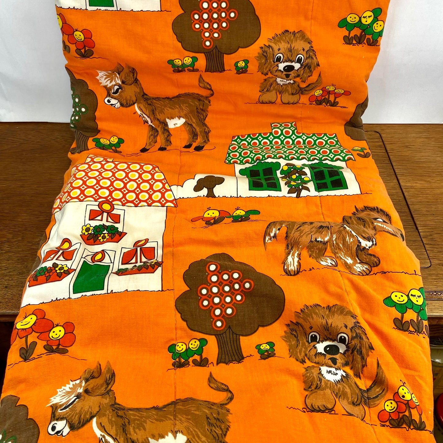 Vintage kinderslaapzak oranje