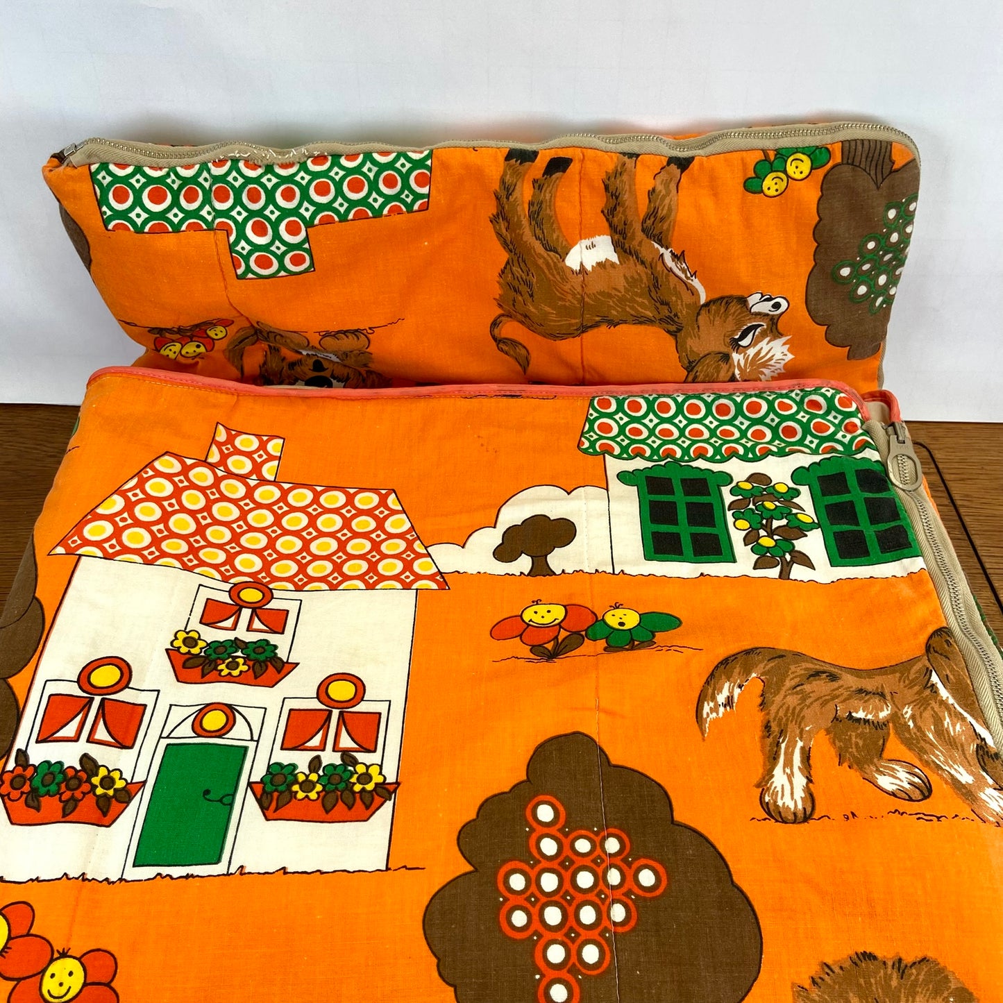 Vintage kinderslaapzak oranje