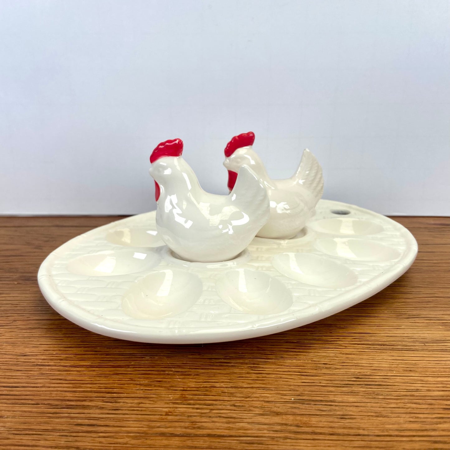 Vintage eierschaal met kippen