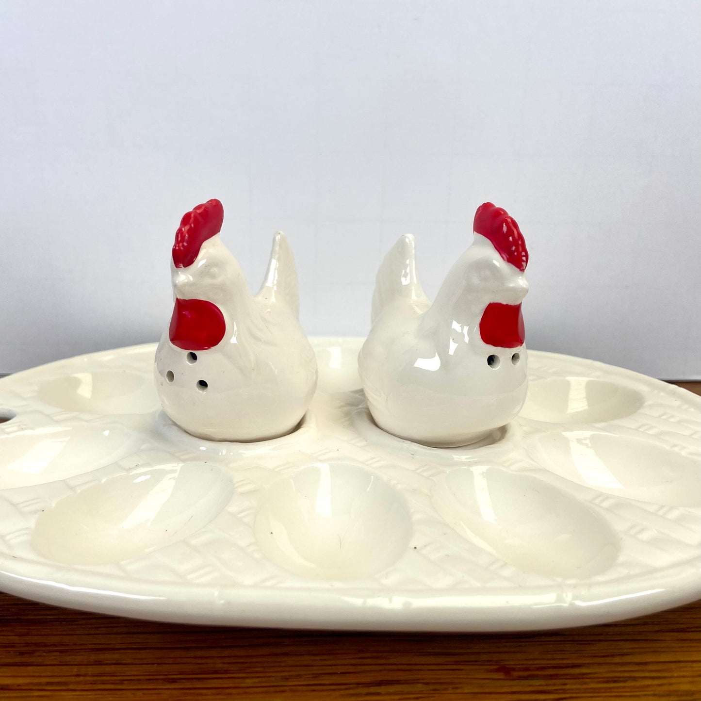 Vintage eierschaal met kippen