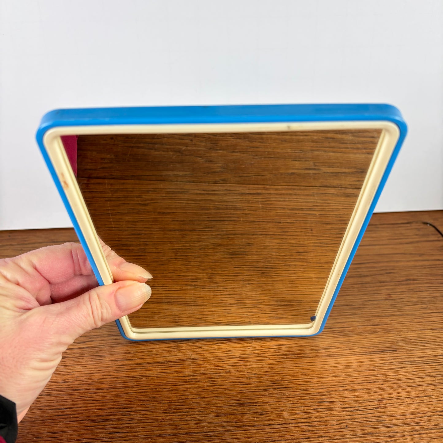 Vintage spiegeltje staand blauw