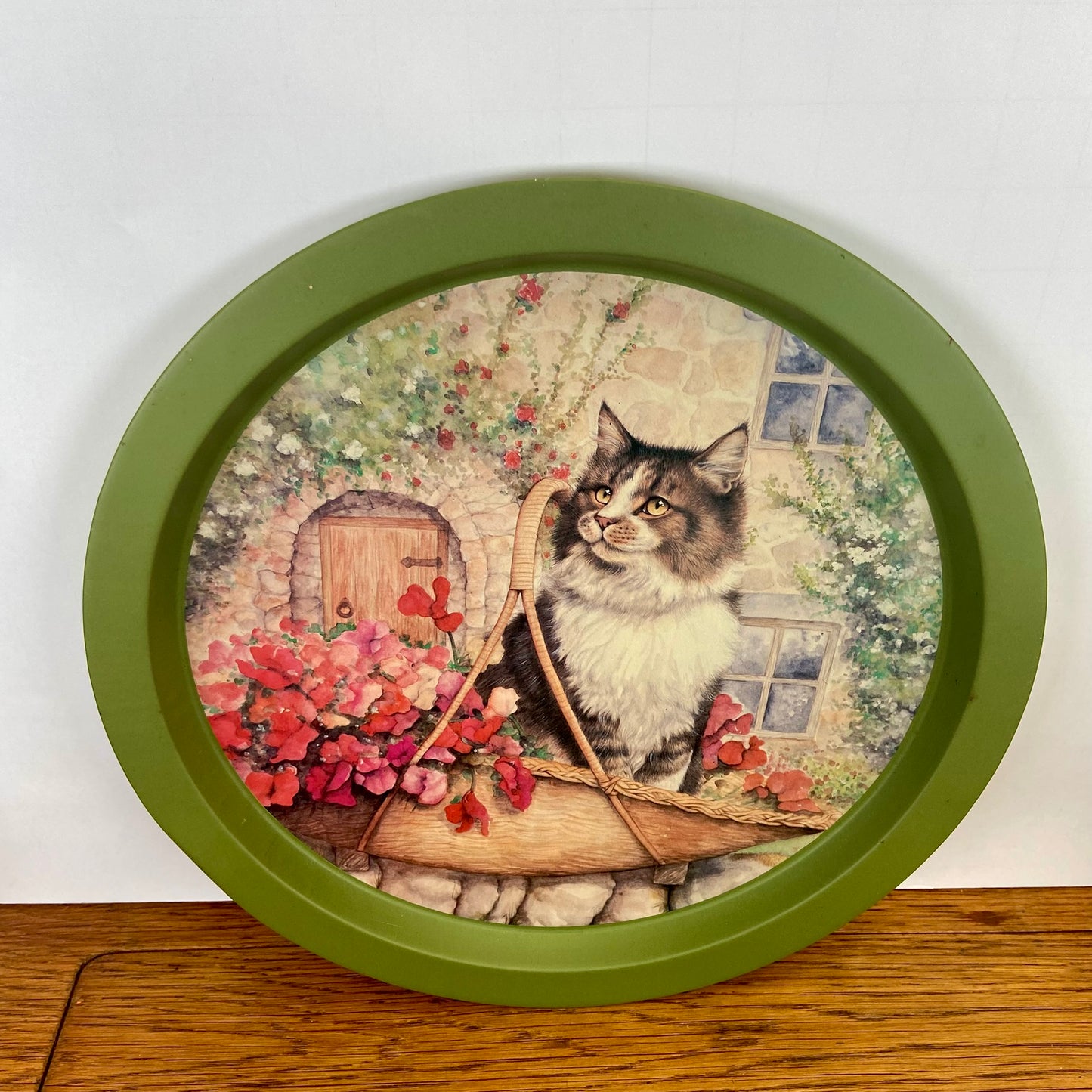 Dienblad kat groene rand
