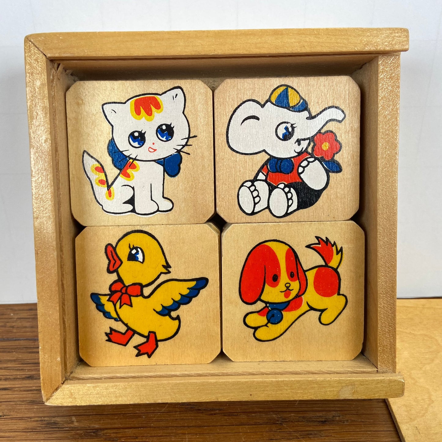 Vintage houten memory dieren