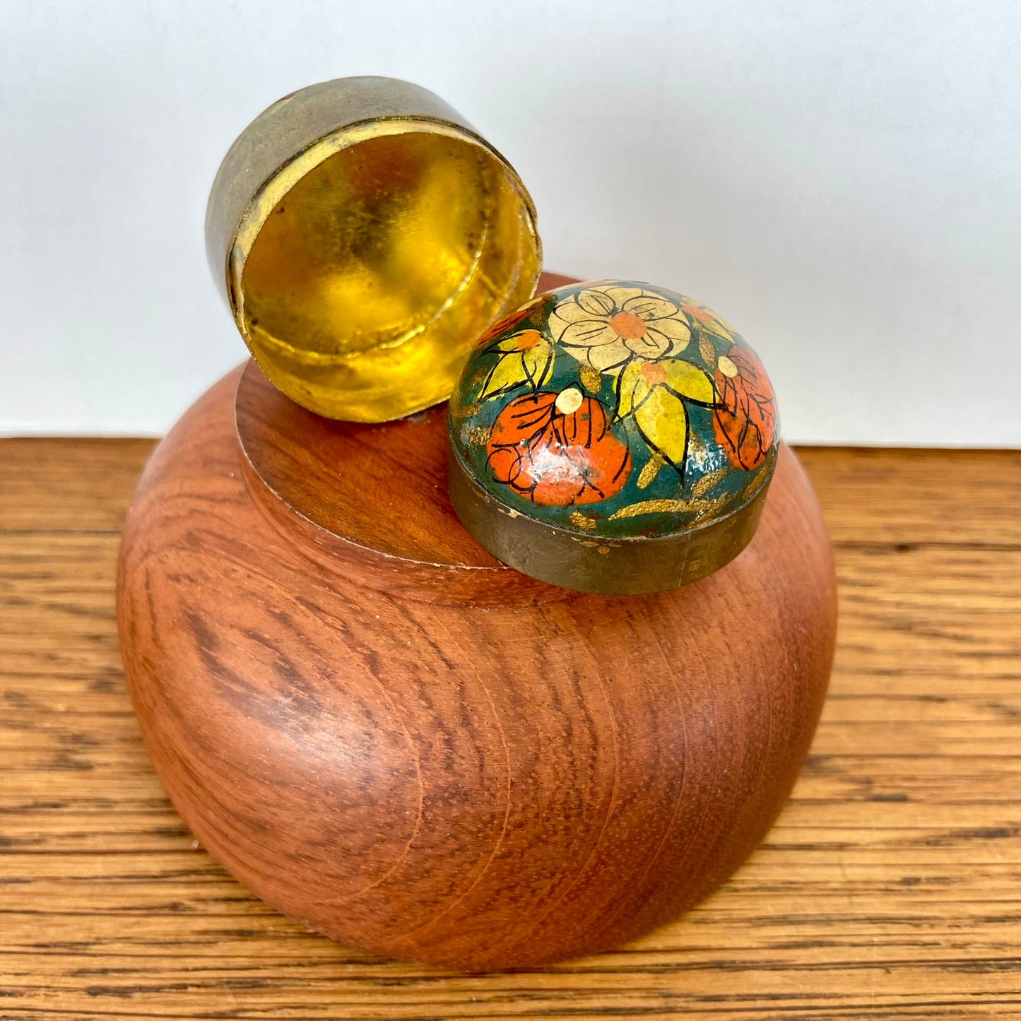 Vintage pillendoosje bol donkergroen