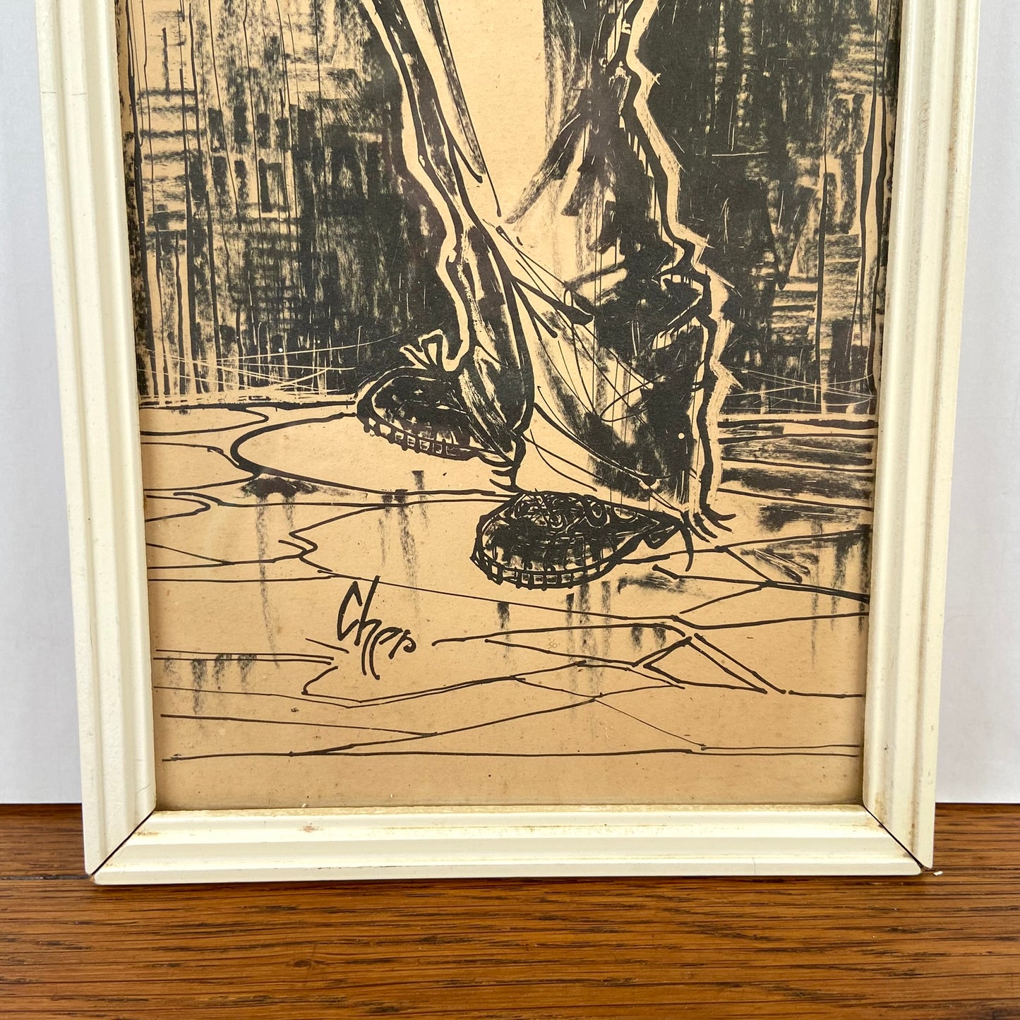 Vintage prent jongen krant