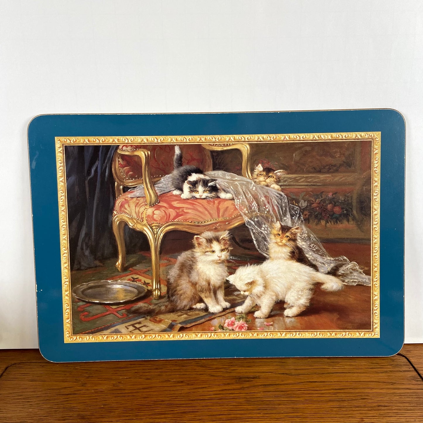 Vintage placemat kittens stoel