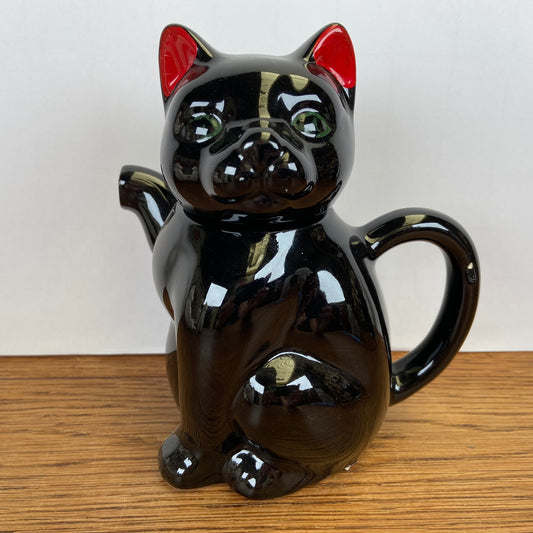 Vintage katten theepot zwart rood