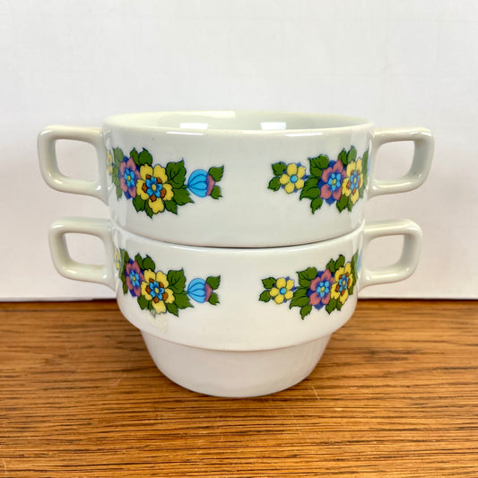 2 vintage soepkommen bloemetjes