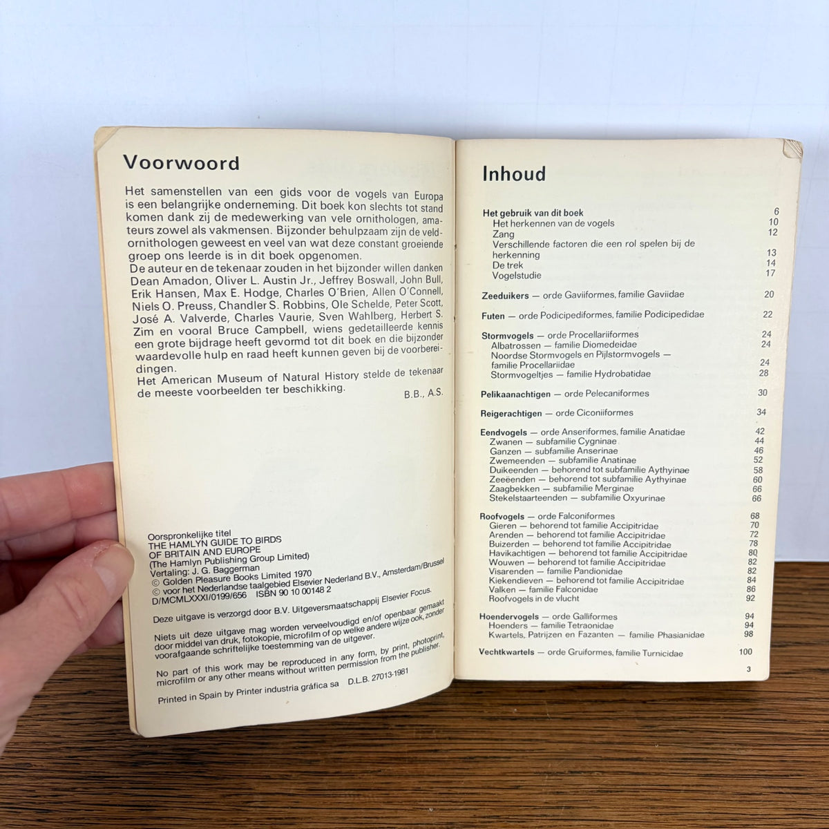 Vintage Elseviers gids van de vogels van Europa 1970