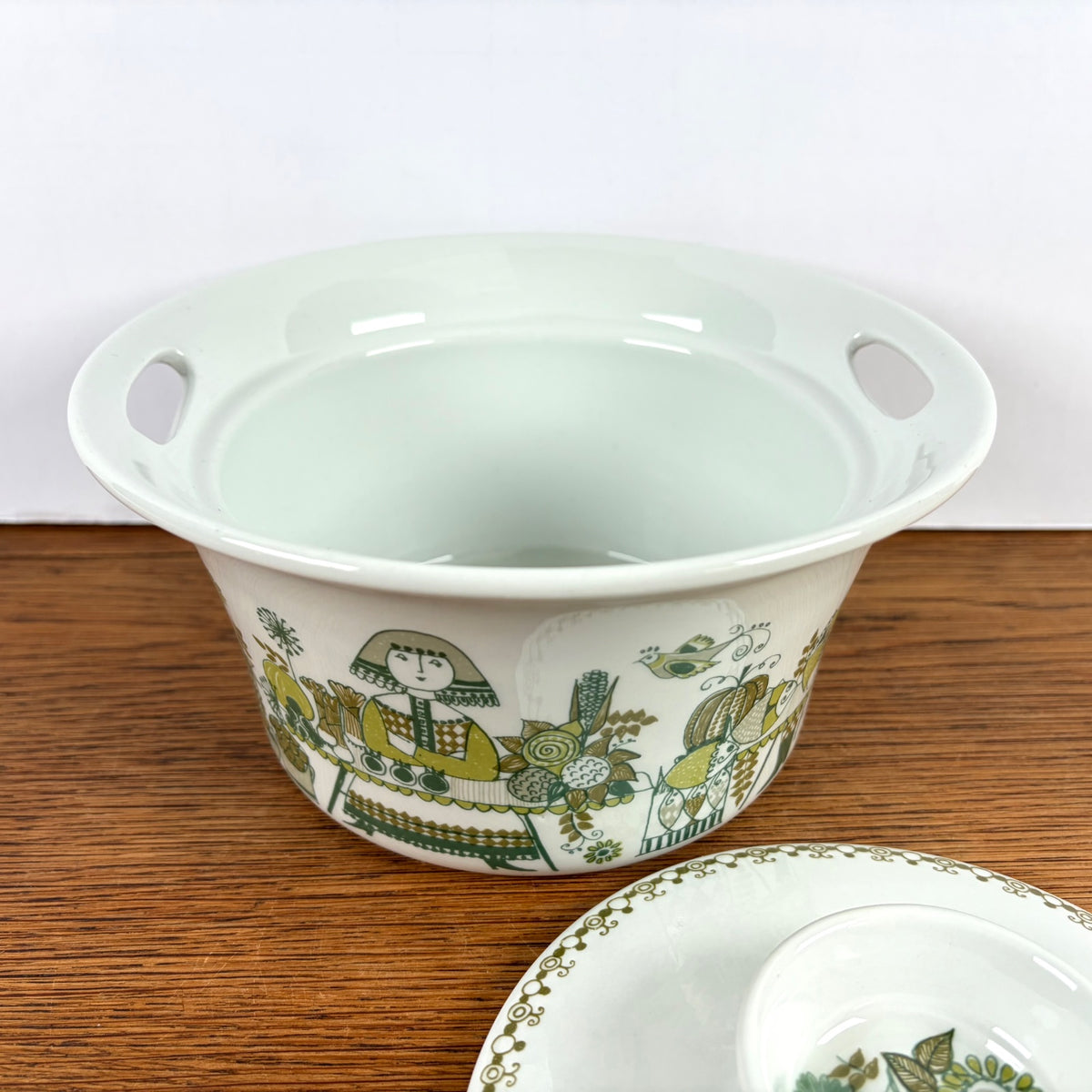 Vintage Figgjo Flint dekschaal Market groen