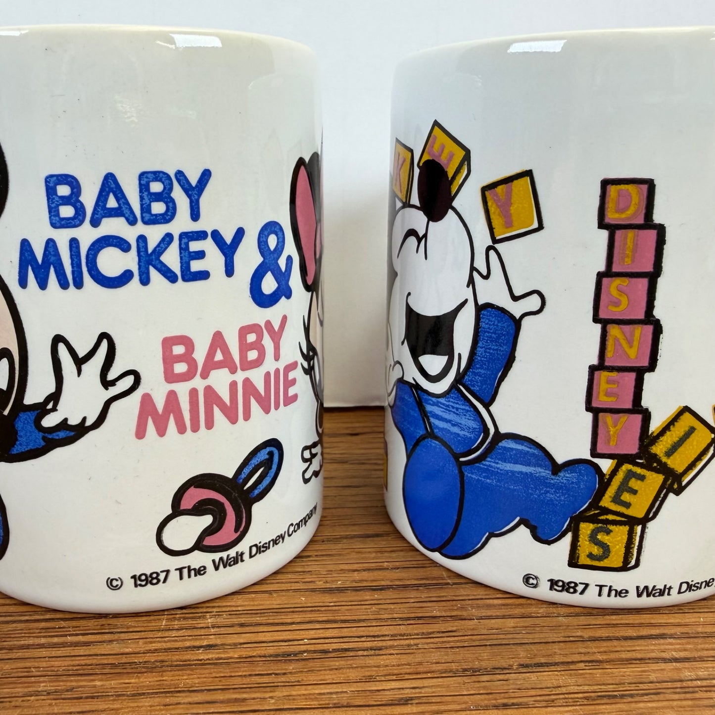 Vintage mokken Baby Mickey & Baby Minnie Albert Heijn 1987