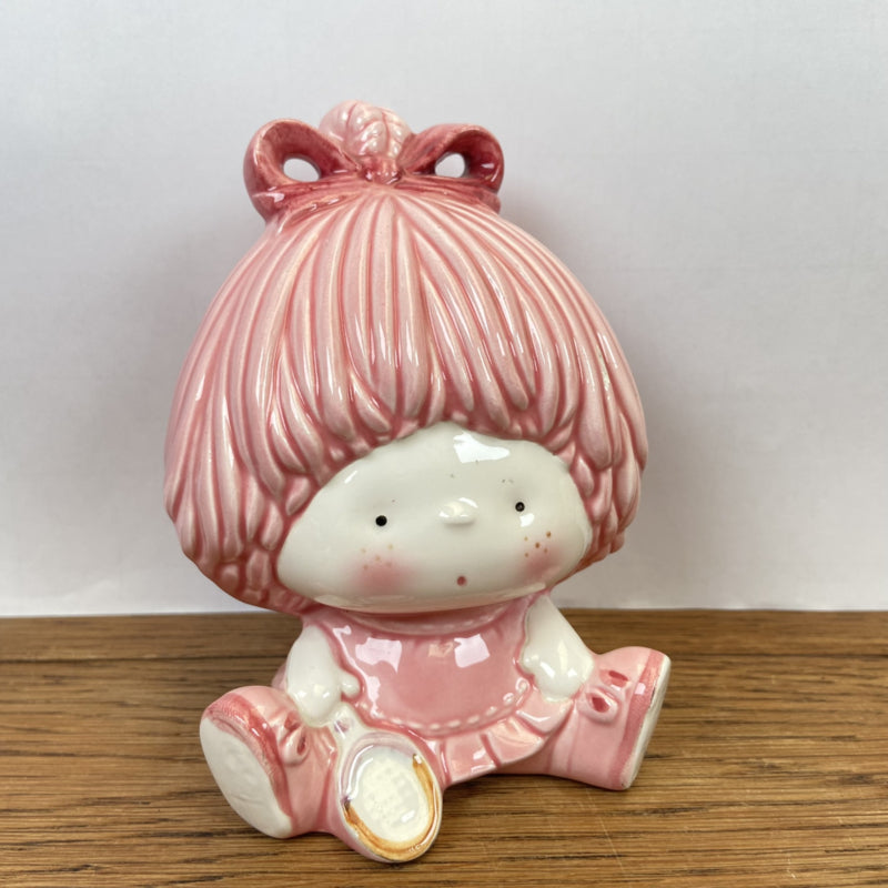 Vintage spaarpot meisje roze