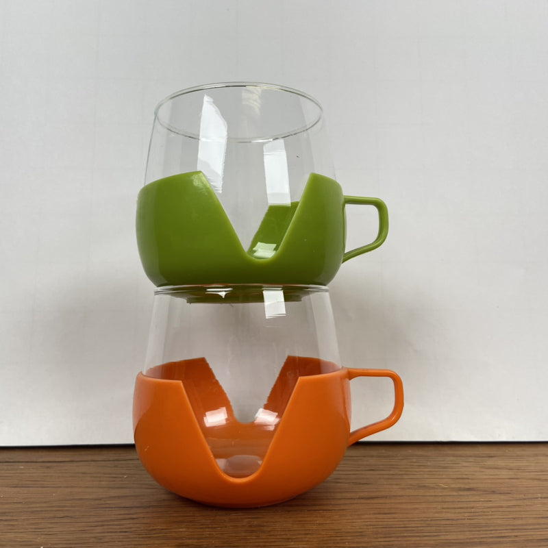 Vintage thee glazen plastic houder