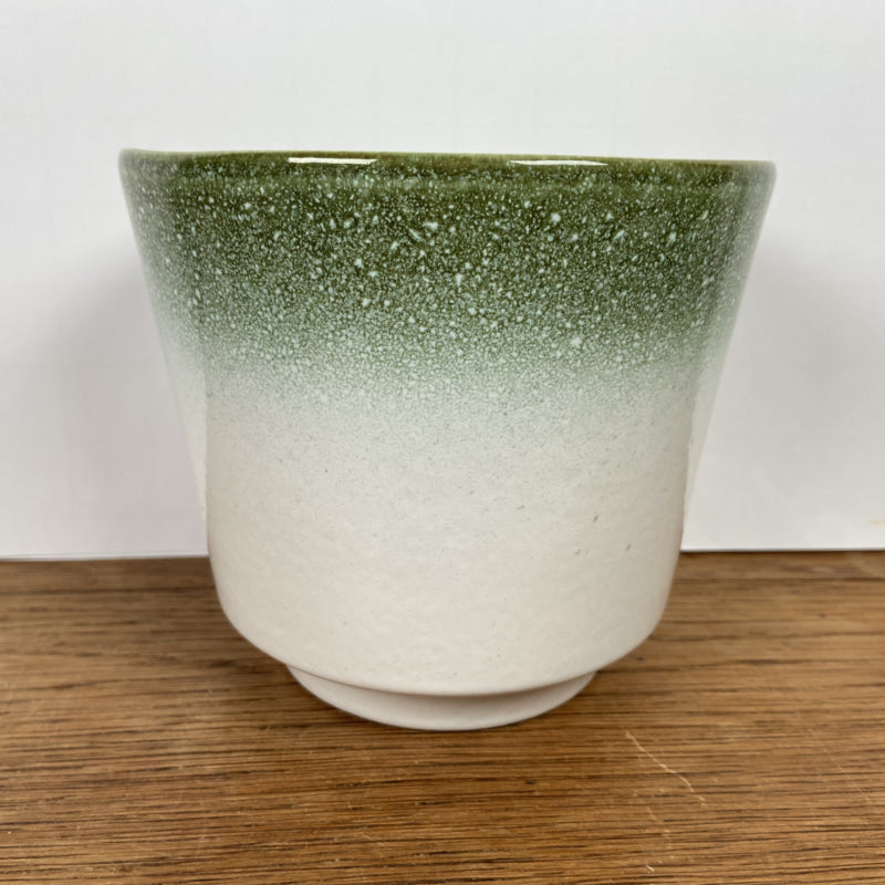 Vintage bloempot groen-wit