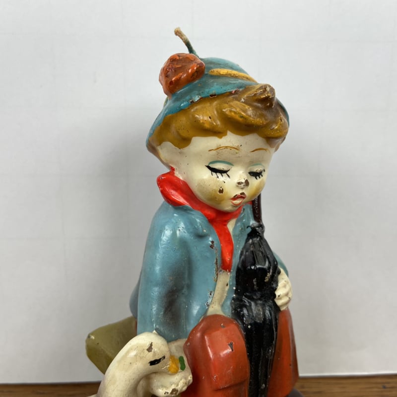 Vintage kaars jongetje met eend