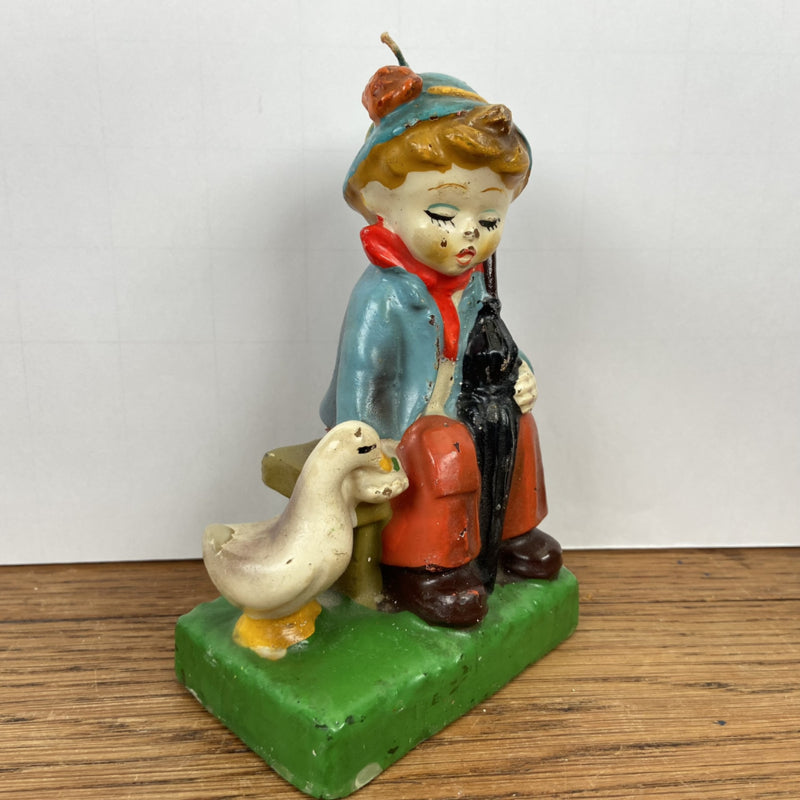 Vintage kaars jongetje met eend