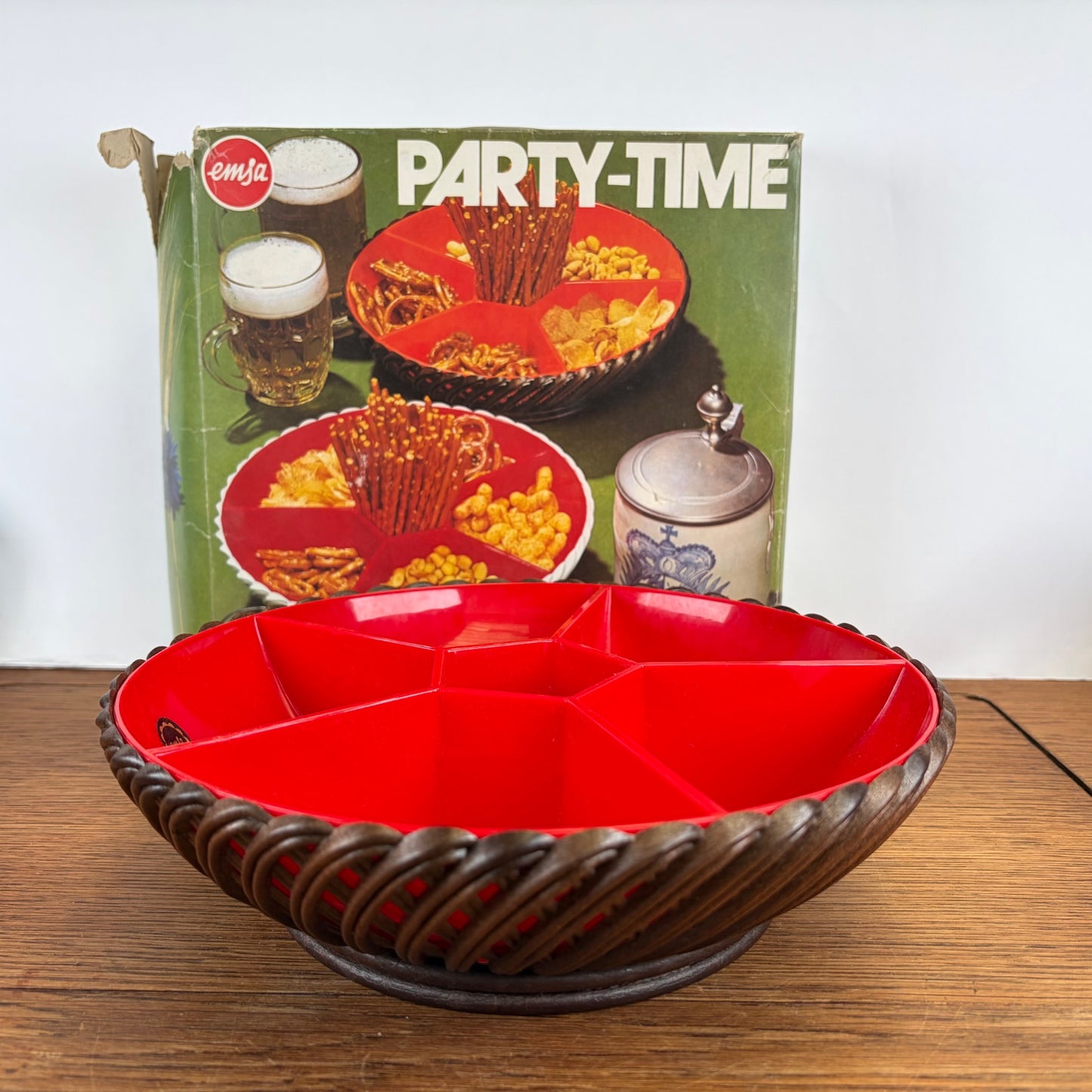 Vintage Emsa snackschaal rood met originele doos