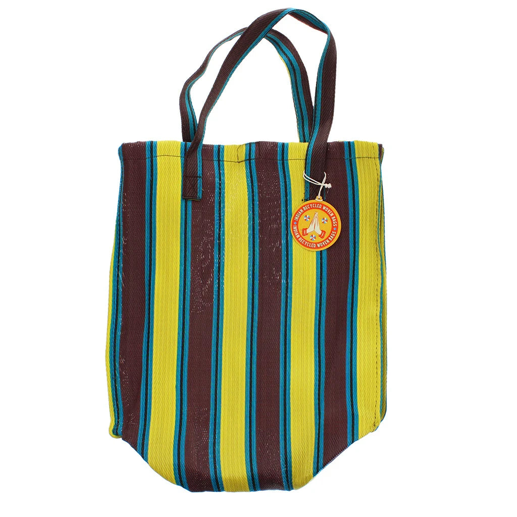 Retro shopper van gerecycled plastic geel - bruin