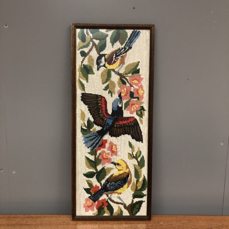 Geborduurd schilderij vogels