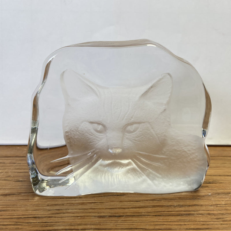 Glazen presse papier kat