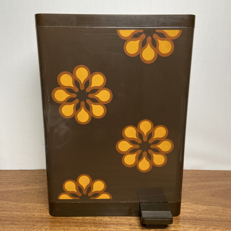 Brabantia prullenbak bruin met gele bloemen