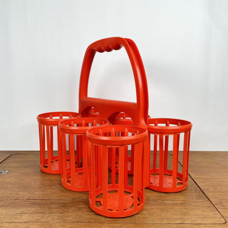 Plastic oranje flessenrek