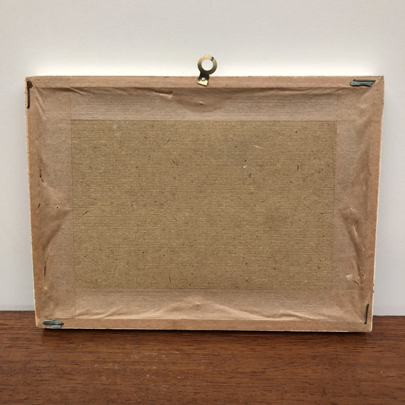 Vintage schilderijtje vissende kat