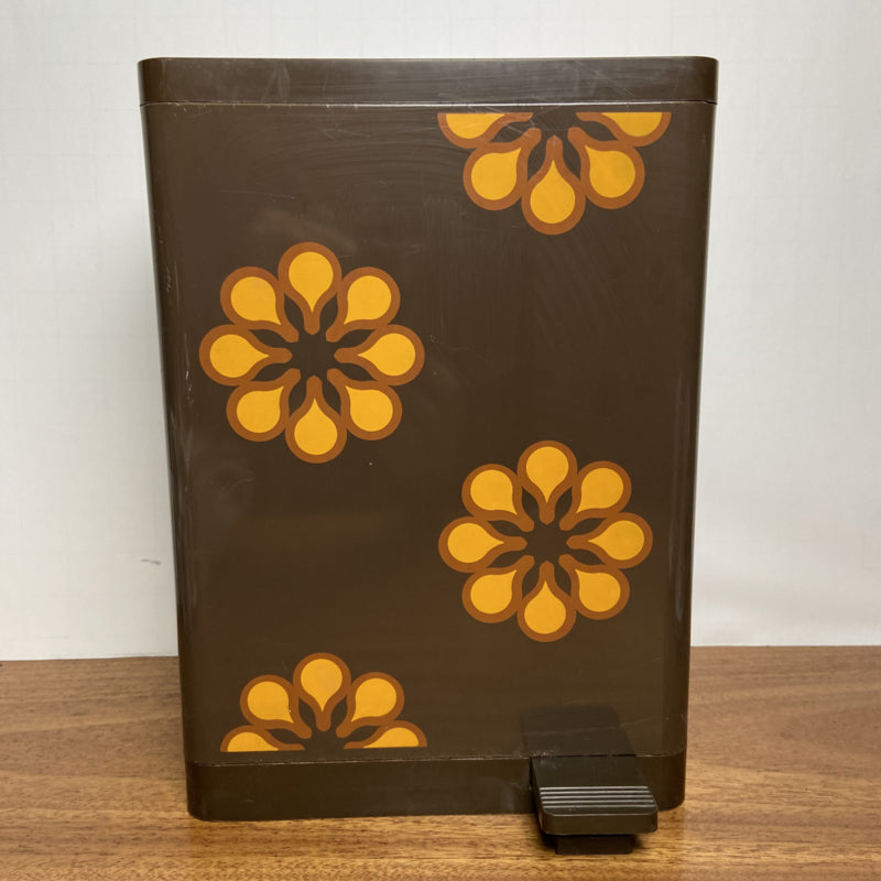 Brabantia prullenbak bruin met gele bloemen