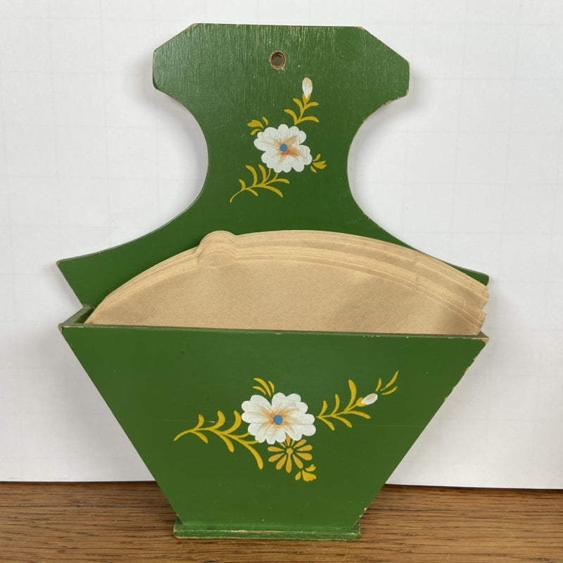 Houten groene koffiefilter houder